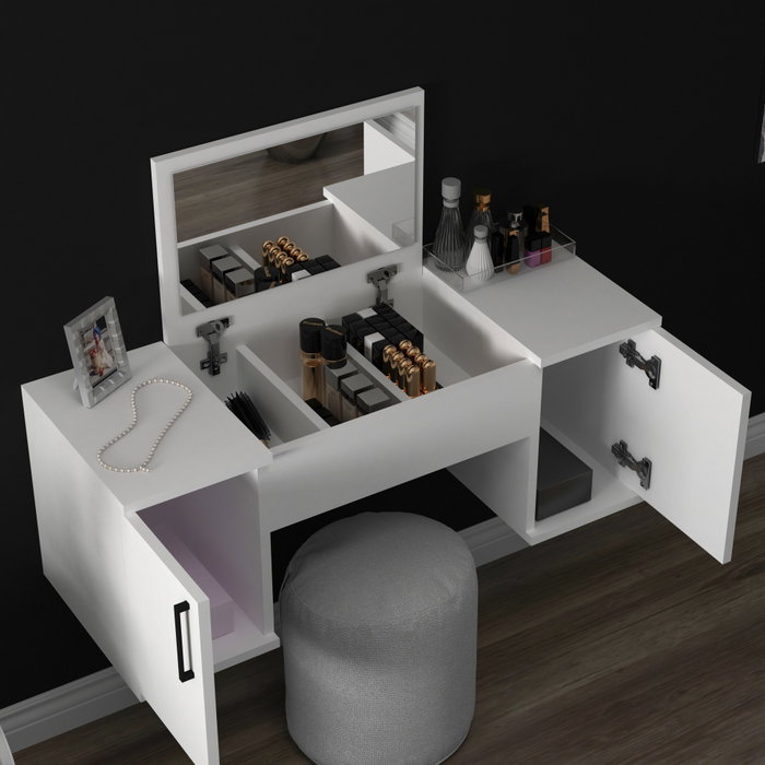Hanah Home Mesa de Maquillaje Mercan Blanco con Espejo Hanah Home Mesa de Maquillaje Mercan Blanco con Espejo